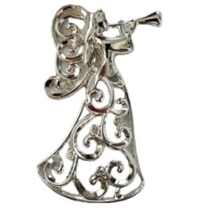 Lenox Angel with Trumpet Horn Silver Plated Christmas Holiday Ornament